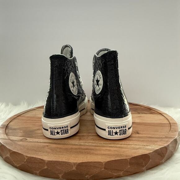 Converse Chuck Taylor Lift Platform Crinkled Leather Women's 7 Black A13384C - Picture 7 of 13